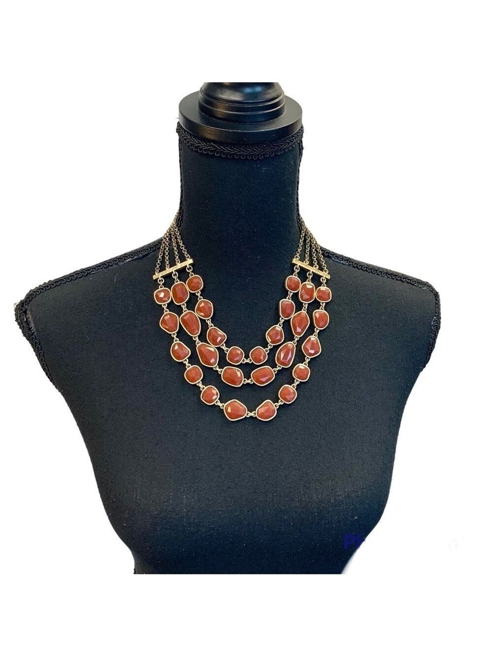LUCKY brand red triple layered boho collar necklace